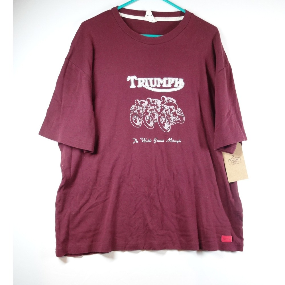 Triumph Motorcycles Graphic T-Shirt Mens XXL Maroon Vintage Racing Biker Tee
